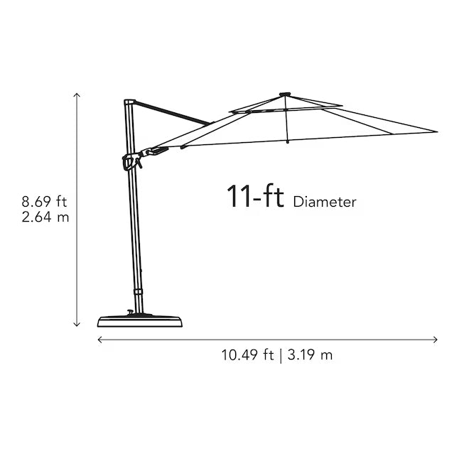 allen + roth 11-ft Aluminum Blue Crank Cantilever Patio Umbrella with Lights with Base