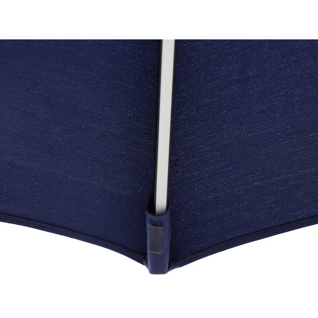allen + roth 11-ft Aluminum Blue Crank Cantilever Patio Umbrella with Lights with Base