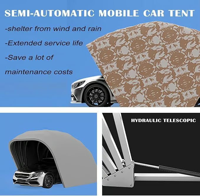 Heavy-duty folding car tent cover, semi-automatic folding mobile waterproof